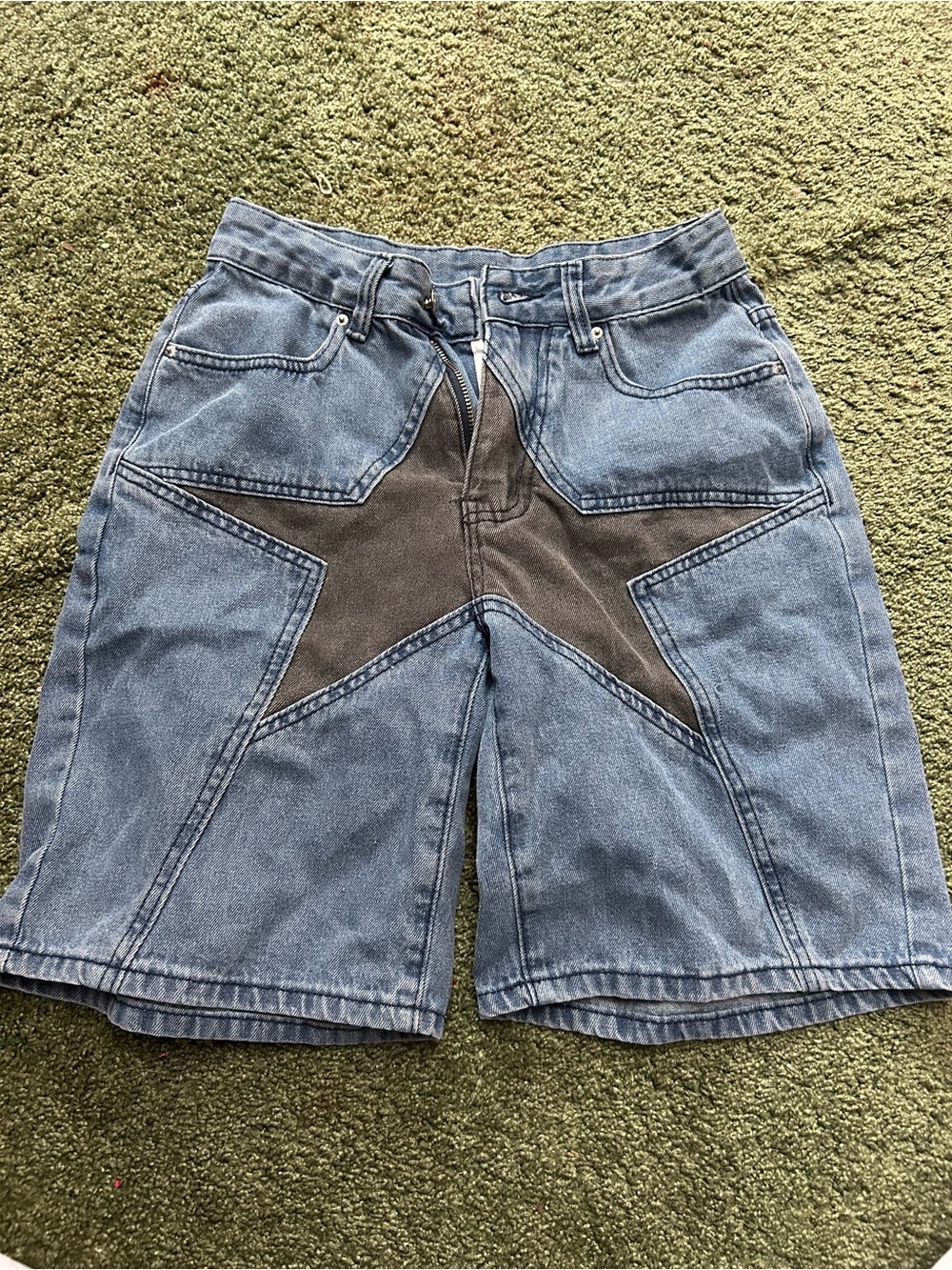 Women’s Denim Star Panel Jorts - Black/Blue